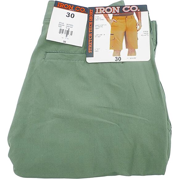New Iron Co. Stretch Tech Cargo Short 11" Inseam Cactus Green Men's Size 30 NWT - Picture 5 of 6